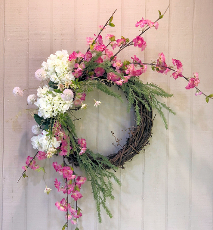 Pink & White Cherry Blossom Wreath Powell Florist Exclusive