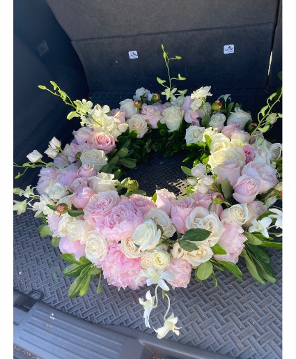 Pink & White Cremation Wreath Funeral