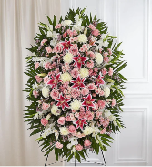Pink & White Funeral Standing Spray 