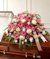 Pink & White Mixed Half Casket Cover 