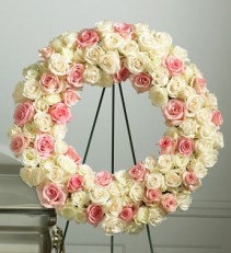 Pink & White Rose Wreath SY129