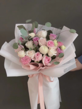 Pink & white roses bouquet  