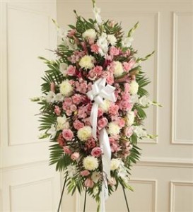 Pink & White Sympathy Standing Spray Funeral