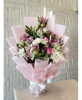 Pink & White Wrapped Bouquet 