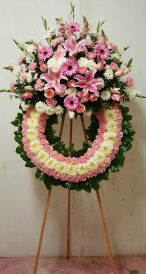 Pink wreath 1-25-11  in Norwalk, CA | Ana's Flowers