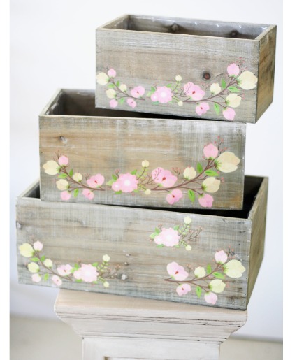 Designer Choice Pink & Yellow Flowers Wooden Boxes 