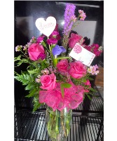 PINKALICIOUS MIXED ROSE BOUQUET VALENTINE'S in Weatherford, Oklahoma | The Flower Box Florist
