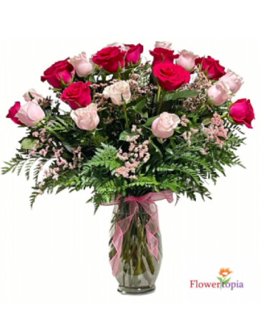 Pinkeligious Arreglo de Rosas Largas in Miami, FL | FLOWERTOPIA