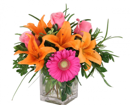 Pinks & Oranges blossoms Vase