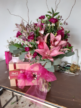 pinky and purple, and candy love vase and candy valentines day