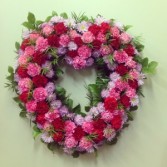 Pinky Heart Wreath  Funeral Flowers