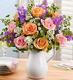 Pitcher Full of Roses Colored Roses