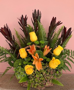 Burning Brilliance Basket Arrangement