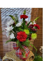 Plaid Christmas Vase Arrangement 