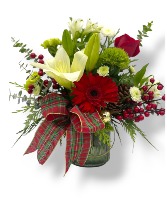 Plaid Christmas  Vase arrangement