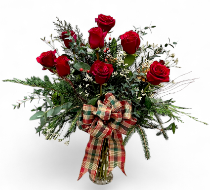 Plaid & Petals Glass Vase