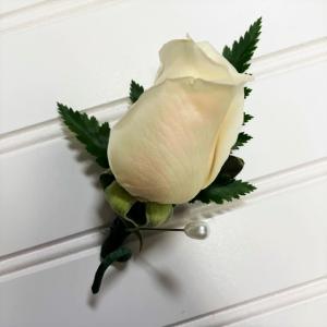 Plain Rose Boutonniere  available in white, pink, yellow, and red