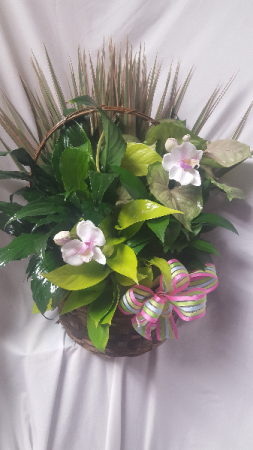Planter with cut flowers