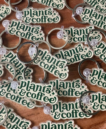 Plants & Coffee Keychain