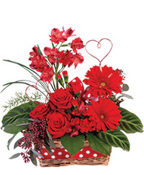 Playful Heart Basket Floral Arrangement