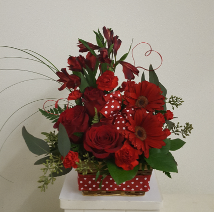 Playful hearts Basket of Flowers