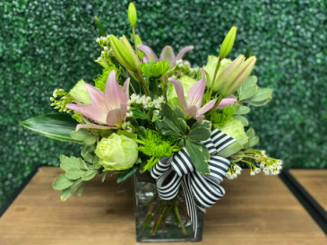 Playful Pinks and Greens Spring Mix in Nederland, TX | Sparkle and Co. Florist