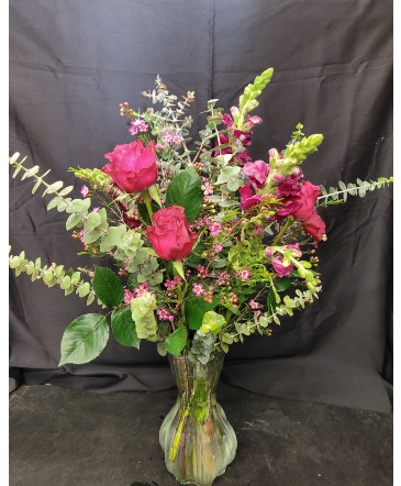 Plum Crazy Vase Arrangement  in Salado, TX | The Flower Shop
