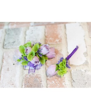 Plum Purple Corsage and Boutonniere 