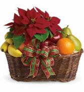 Poinsettia and fruit Christmas basket FBK