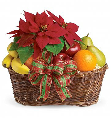 Poinsettia Fruit Basket Holiday Gift