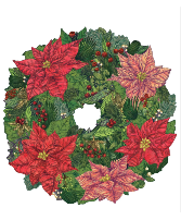 Poinsettia Wreath Paper Placemats Die Cut Table Top