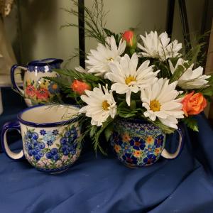 Polish Pottery Mug Fresh Arrangement