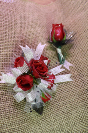Polished Red Corsage and Boutonniere