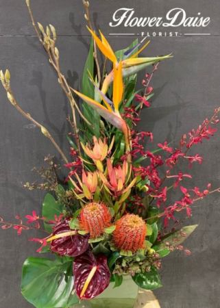 Polly Tropical Wildflower Arrangement in Ceramic Container