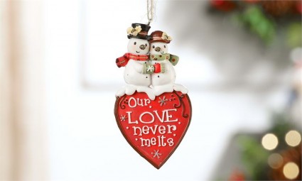 Polyresin Snowman & Heart Design Ornament Gift Item