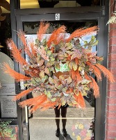 POMPAS GRASS FALL WREATH WITH GREENERY AND BERRIES SILK WREATH