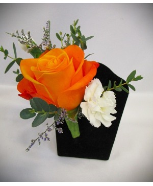 POP OF ORANGE BOUTINNIERE - IN STORE PICK UP ONLY BOUTINNIERES