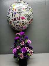 Pop of Purple  Fresh Flower Arrangement with balloon