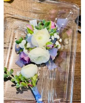Poppin White Corsage and Boutonniere  