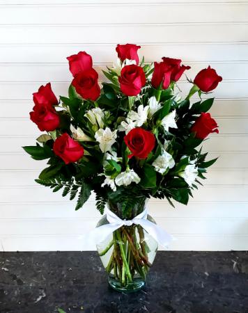 POP'S DZ RED ROSES & WHITE LILIES Enter "4MOM" to recieve 10% off in Oxnard, CA | Mom and Pop Flower Shop