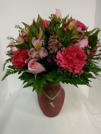 Pops of Pink (with Pendant) Vase Arrangement