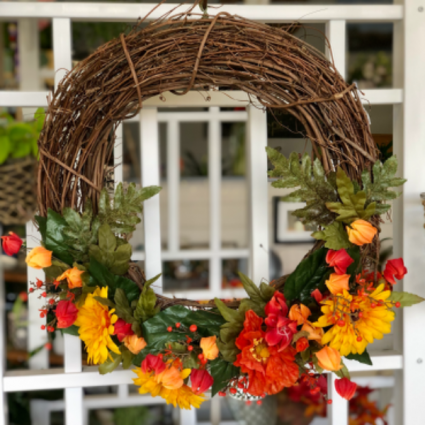 Pops of Poppies Silk Floral Wreath
