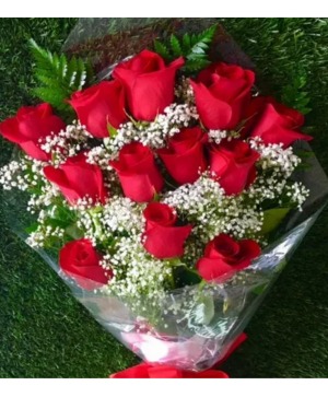 POPULAR! DOZEN RED ROSE PRESENATION BOUQUETS Wrapped with bow and watertubes and babys breath!