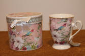 Porcelain Gift Boxed Tea Cup -Bird Floral 