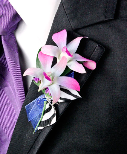 Lavender Purple Orchid Corsage with Ribbon 