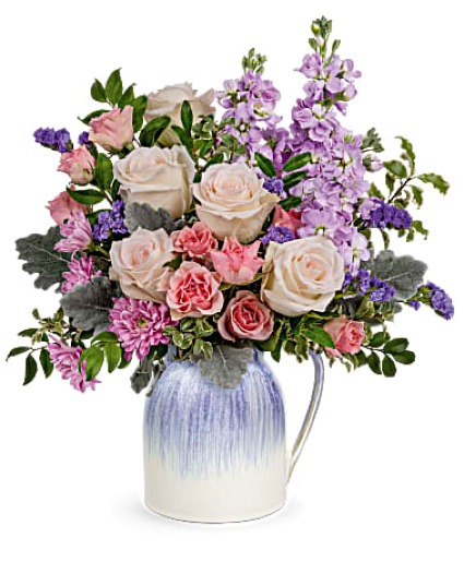 Pour on the Pretty Bouquet Pitcher Vase Arrangement 