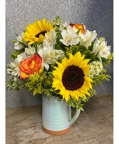 Pour On the Sunshine (gift pitcher) fresh floral arrangement