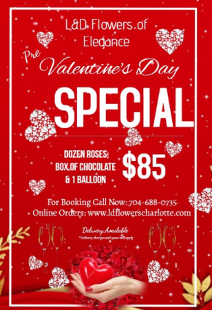 Valentine's Day Special One Dozen Roses w/One Balloon & Chocolate