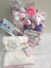 Precious Baby Girl Gift Box  Assorted baby girl products and stuffed animal 