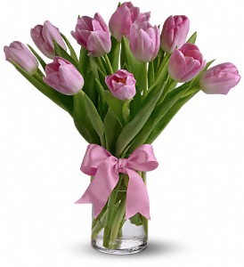 Valentine's Single Color Tulips Vase Arrangement